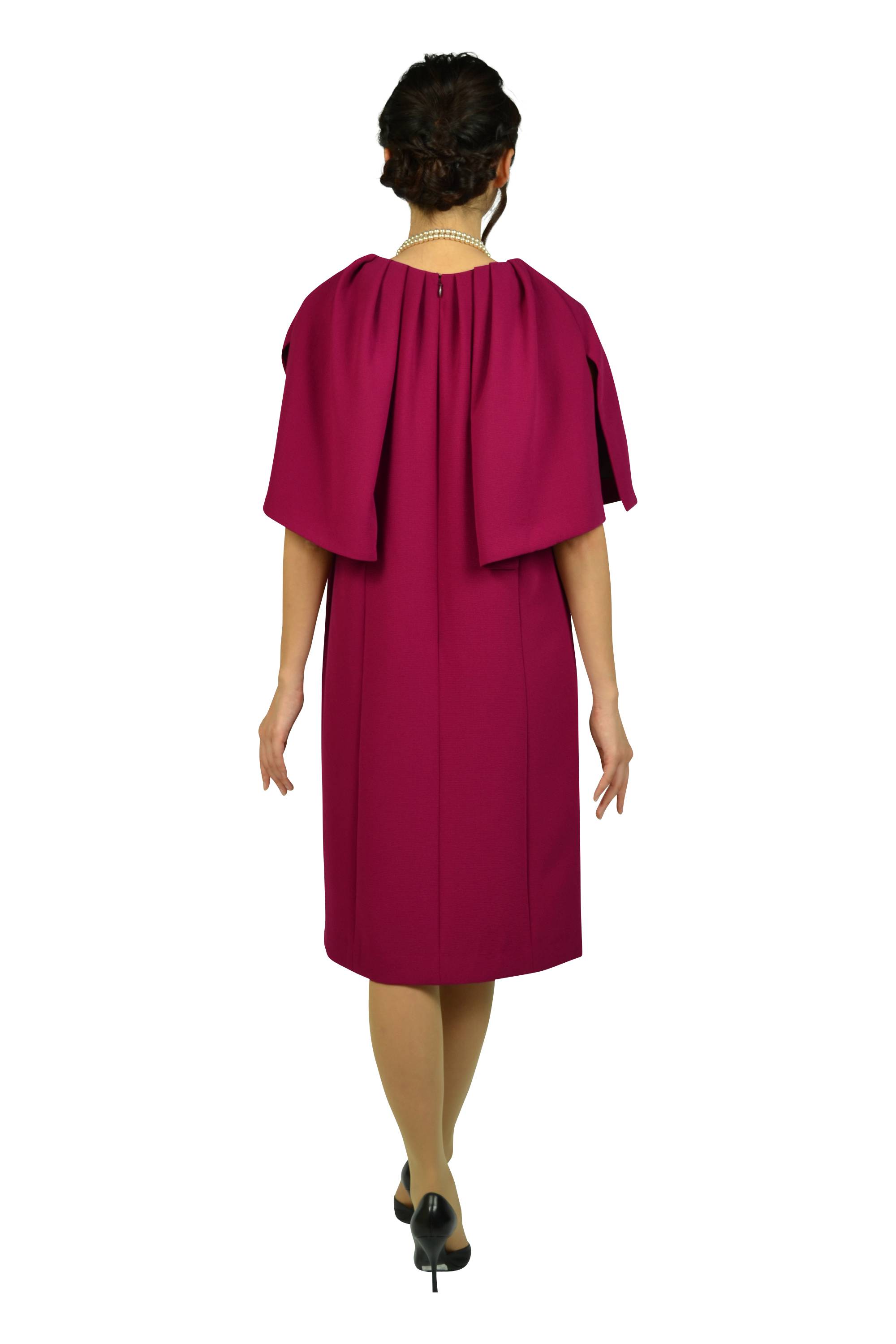 ポンチョスリーブ風パープルドレス