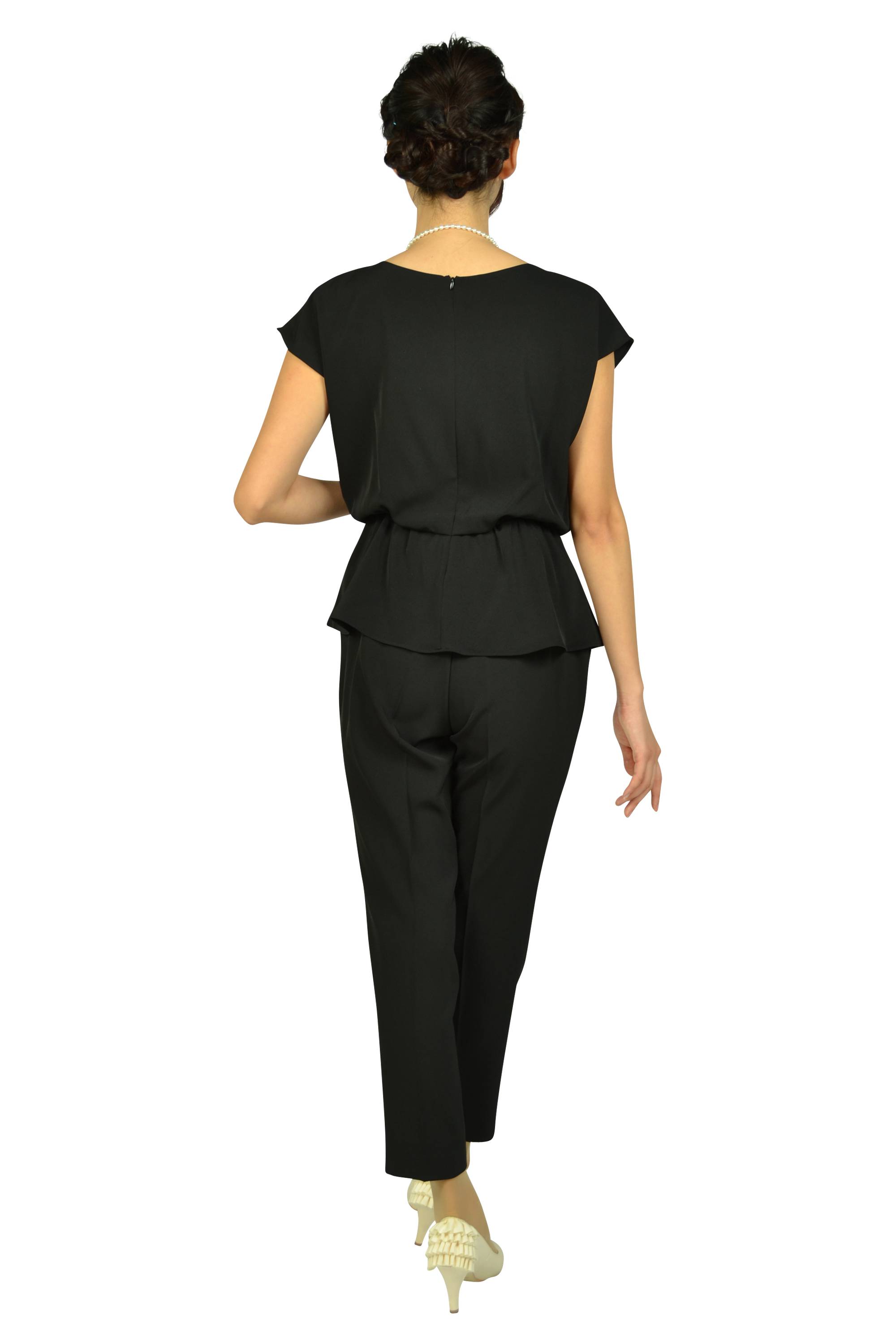 ビジュぺプラムブラックパンツドレス