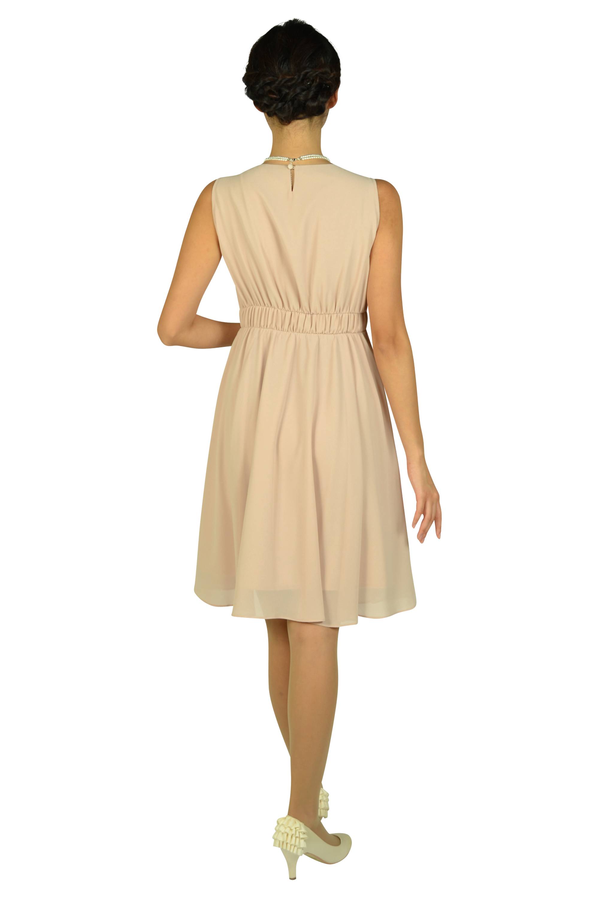 ウェストビジュシフォンピンクドレス