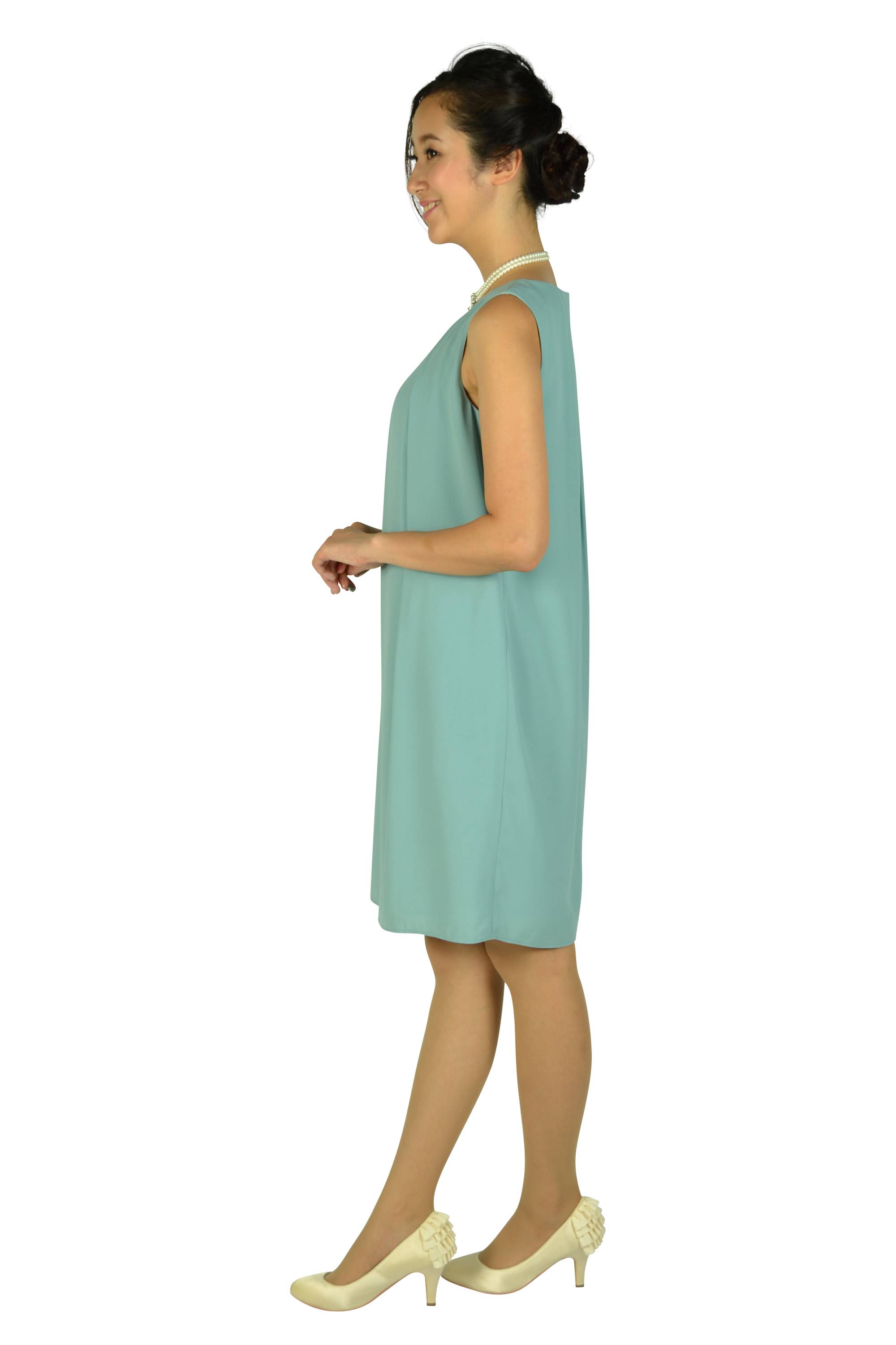 パステルミントタックゆったりドレス