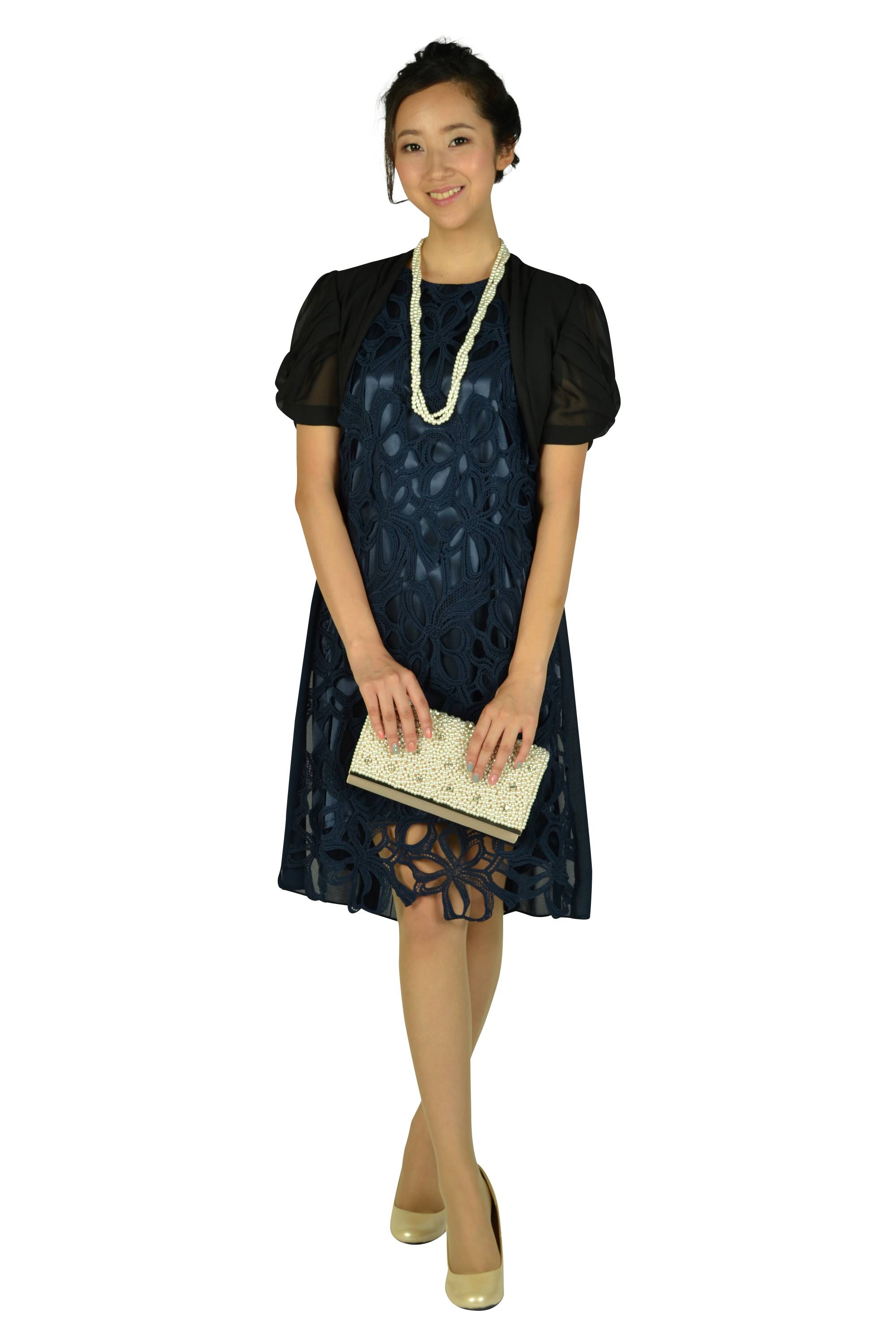 大判レースネイビードレス