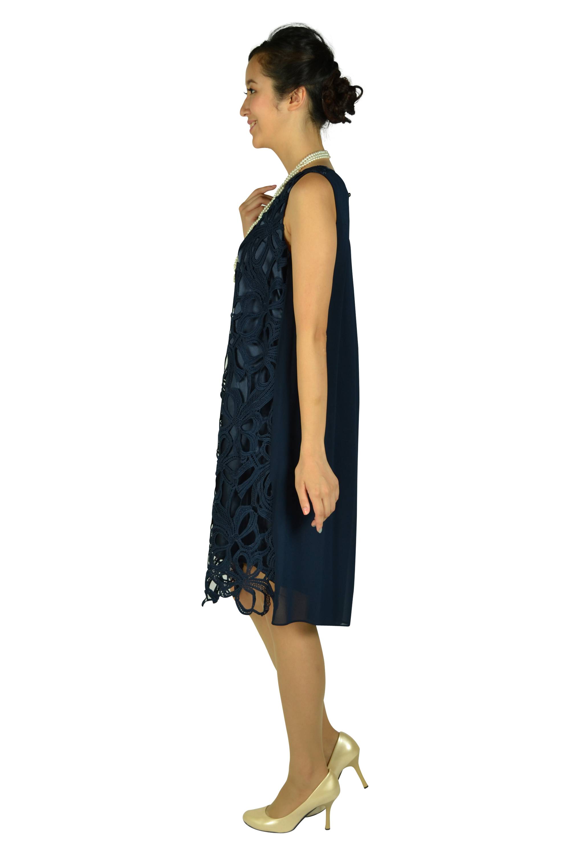 大判レースネイビードレス