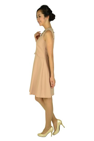 セパレート風デザインピンクベージュドレス