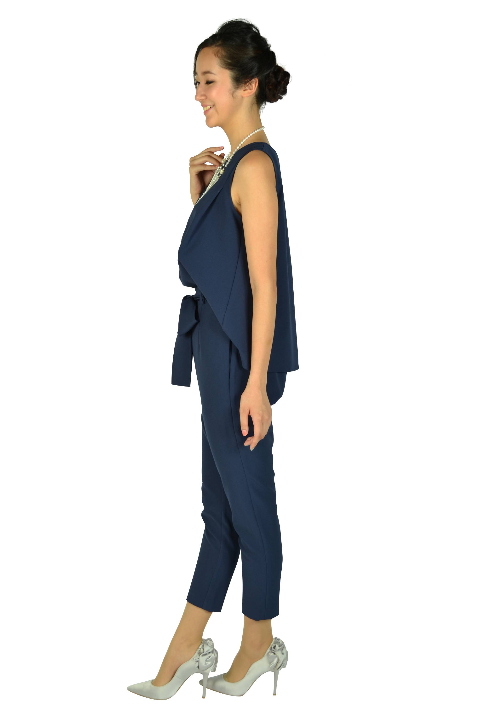 とろみネイビーパンツドレス