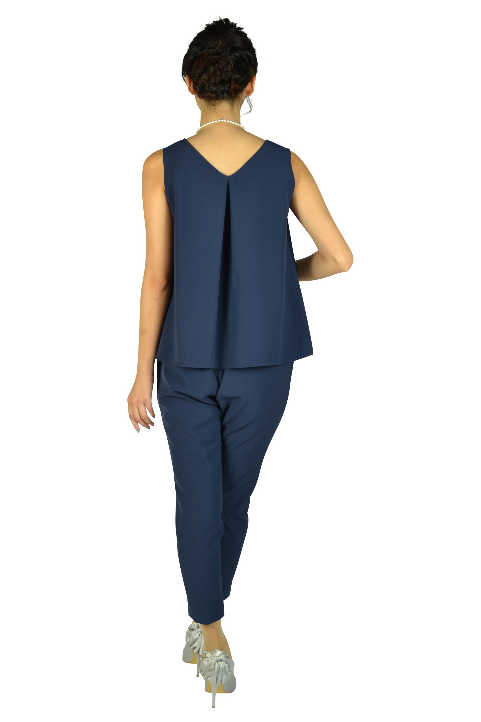 とろみネイビーパンツドレス