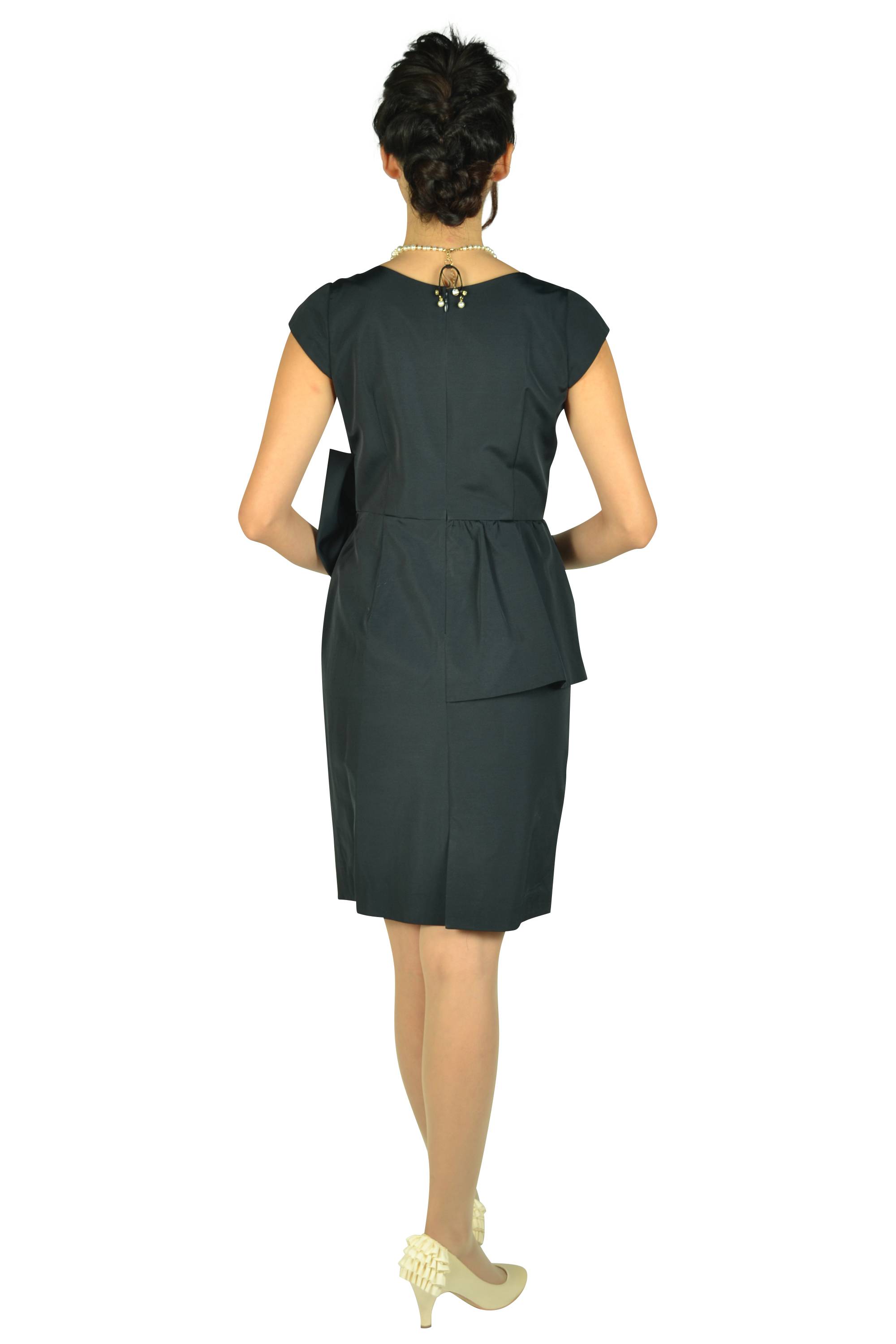 ウェストフリル&リボンネイビードレス