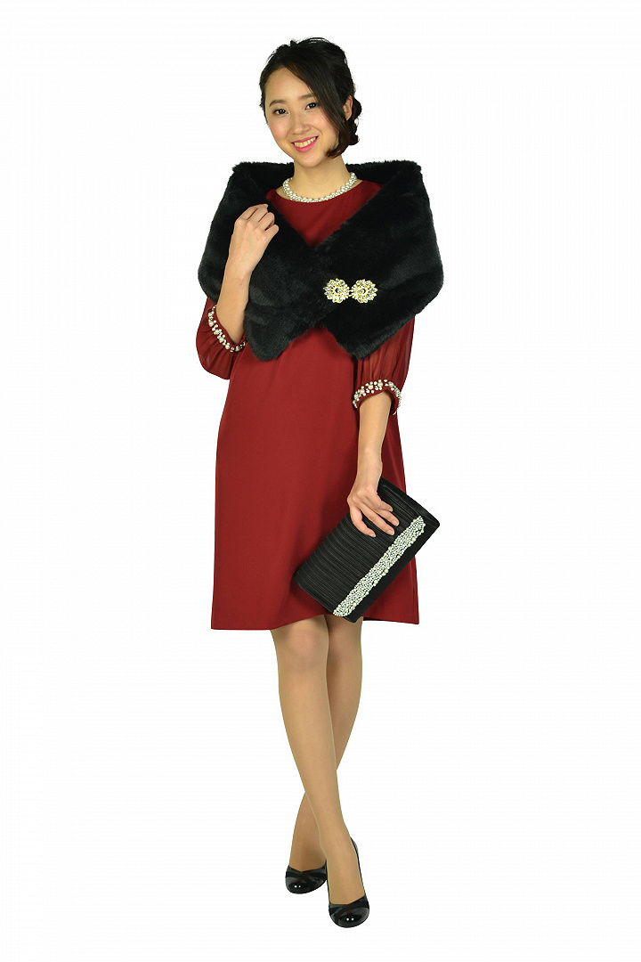 シースルー袖ボルドードレス