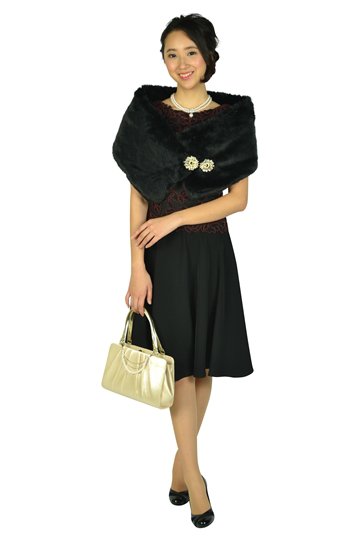 ボルドー刺繍ブラックドレス