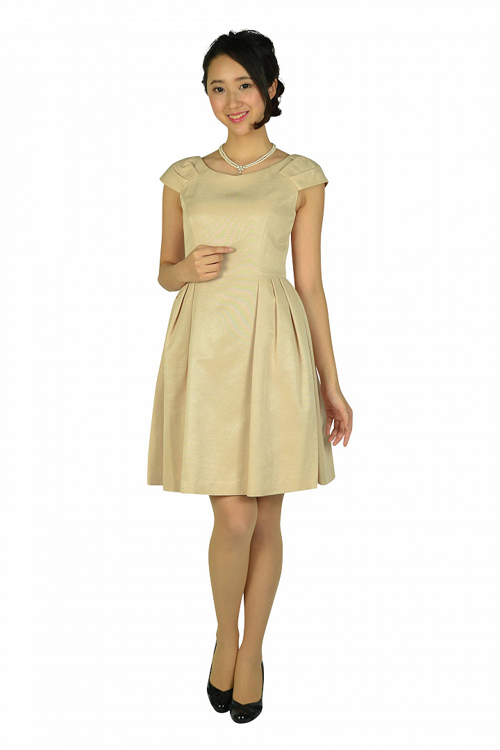 Strawberry Fields Vネックシンプルベージュドレス S M をレンタル 結婚式パーティーのドレスレンタルはおしゃれコンシャス Strawberry Fields Vネックシンプルベージュドレス S M をレンタル 結婚式パーティーのドレスレンタルはおしゃれコンシャス