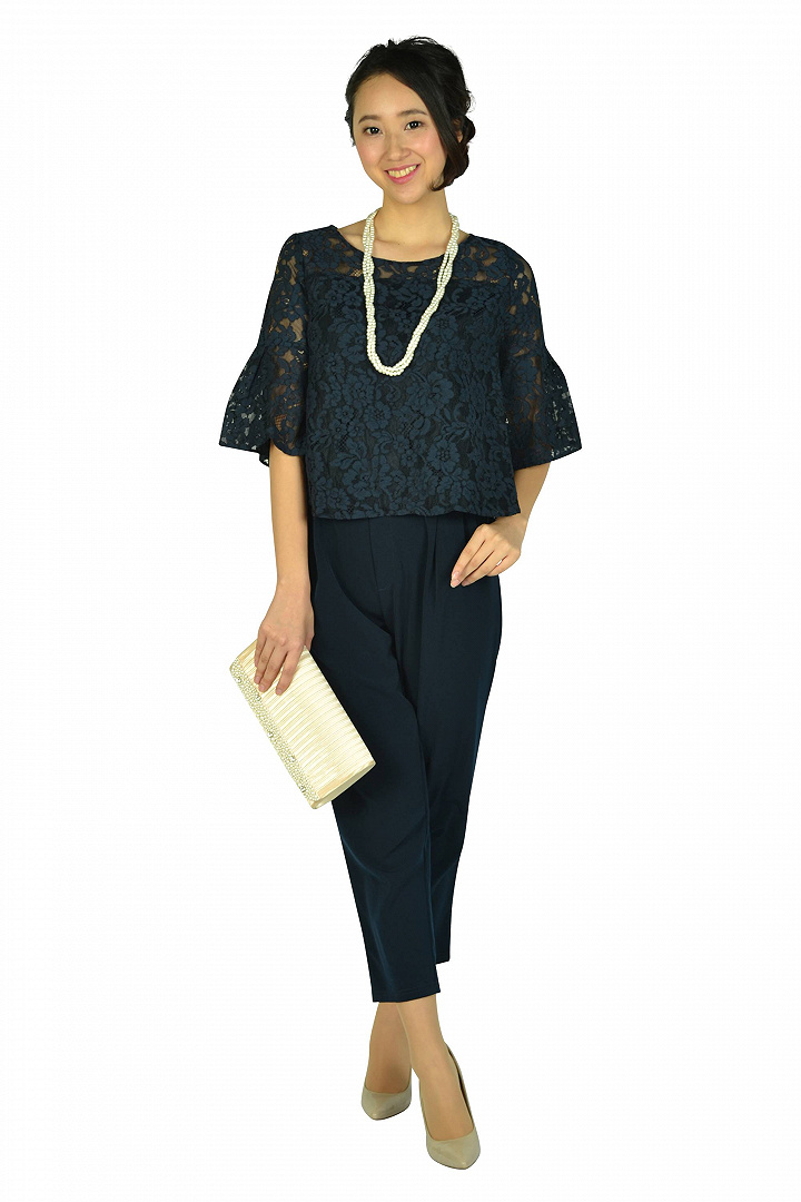 レースセパレートネイビーパンツドレス