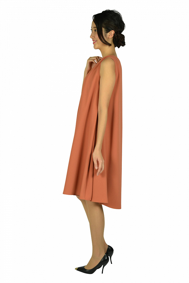 Aラインフレアテラコッタドレス