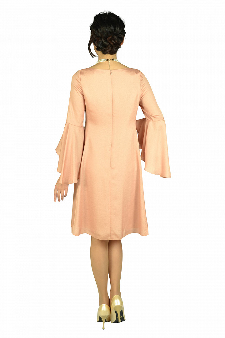 フレアースリーブスモーキーオレンジドレス