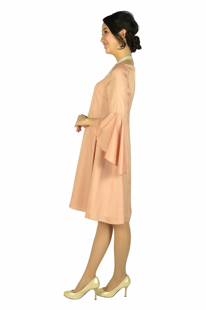 フレアースリーブスモーキーオレンジドレス