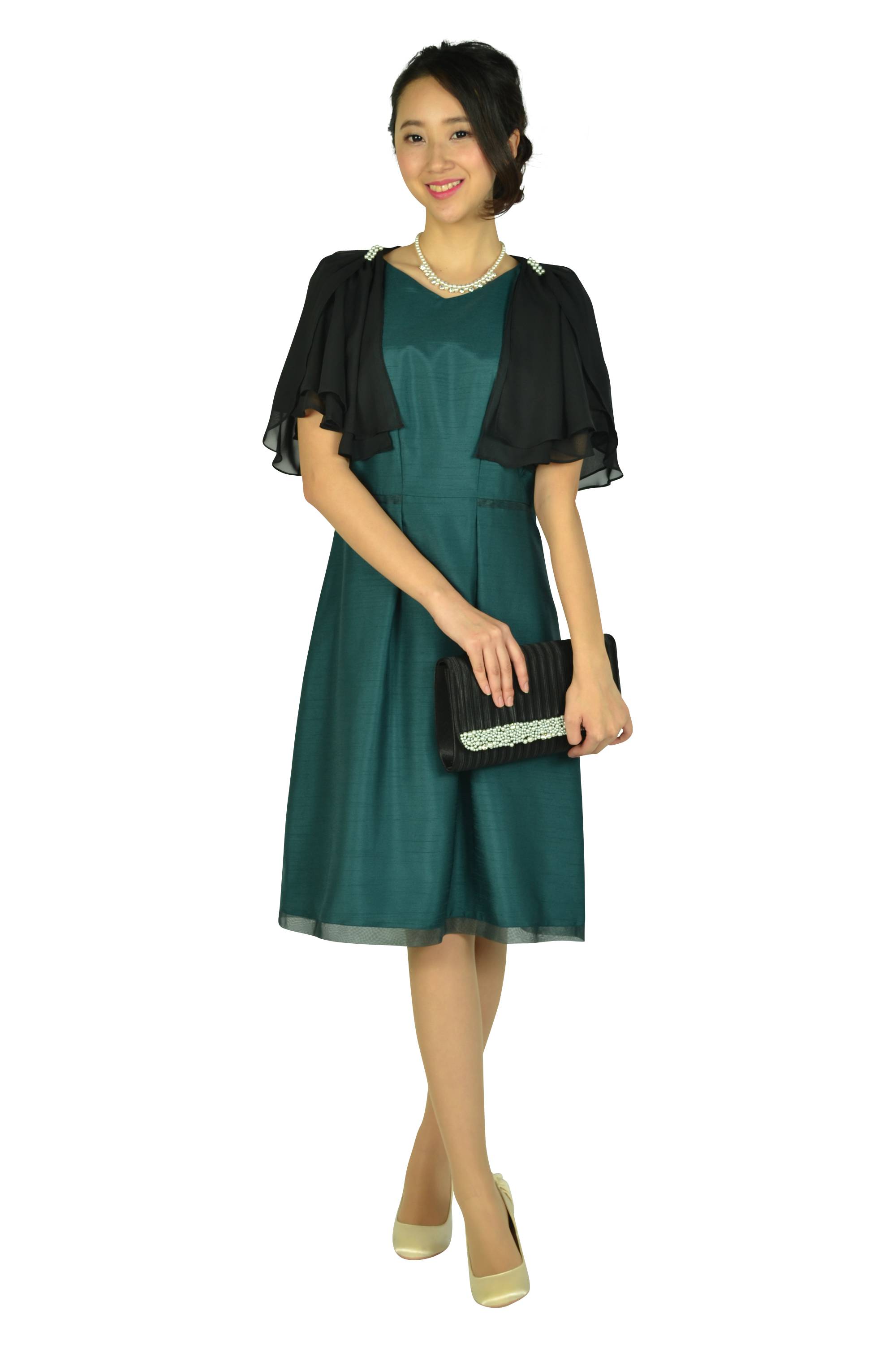 ラッフル袖パールブラックボレロ