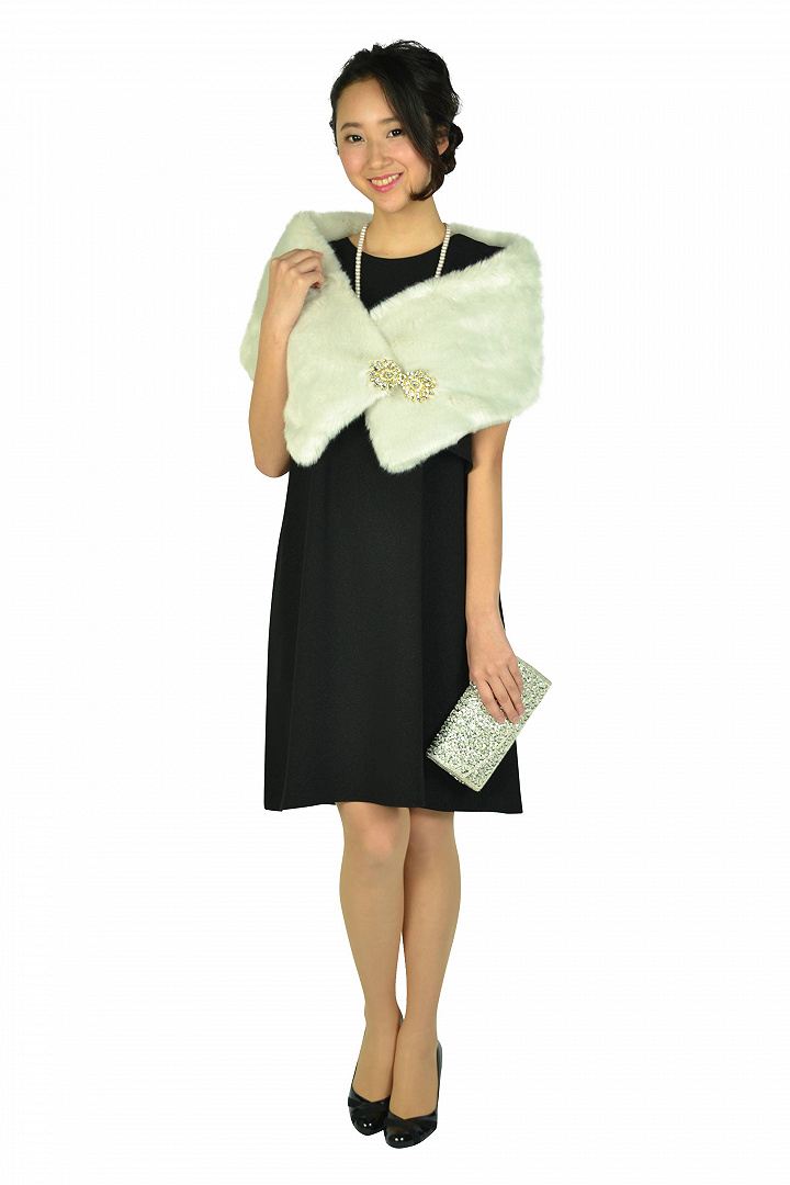 アシンメトリーラメフリルブラックドレス