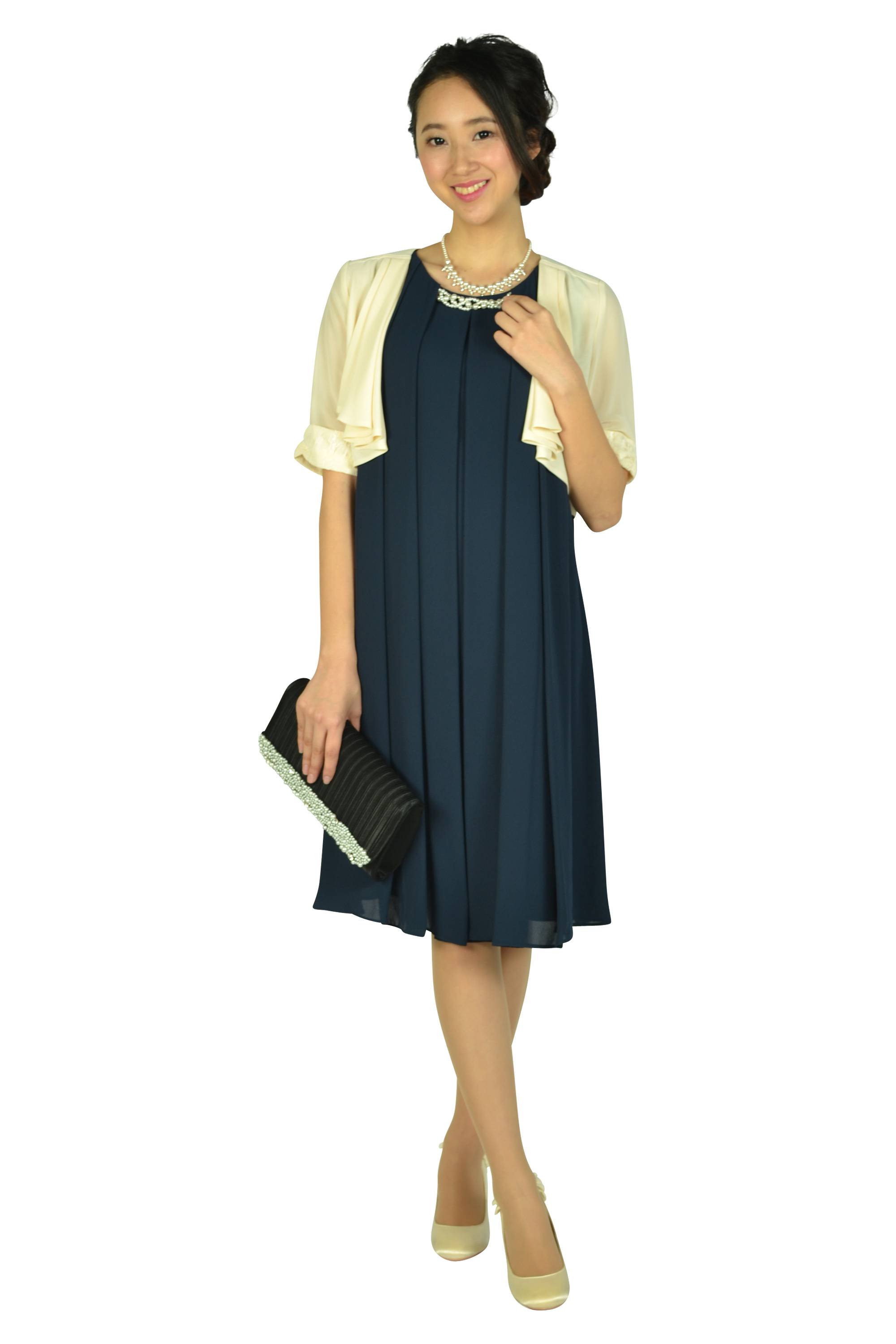 5分袖上品レースアイボリーボレロ