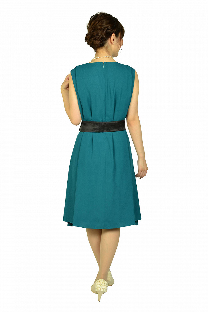 【授乳OK】ゆったりサイドレースグリーンドレス