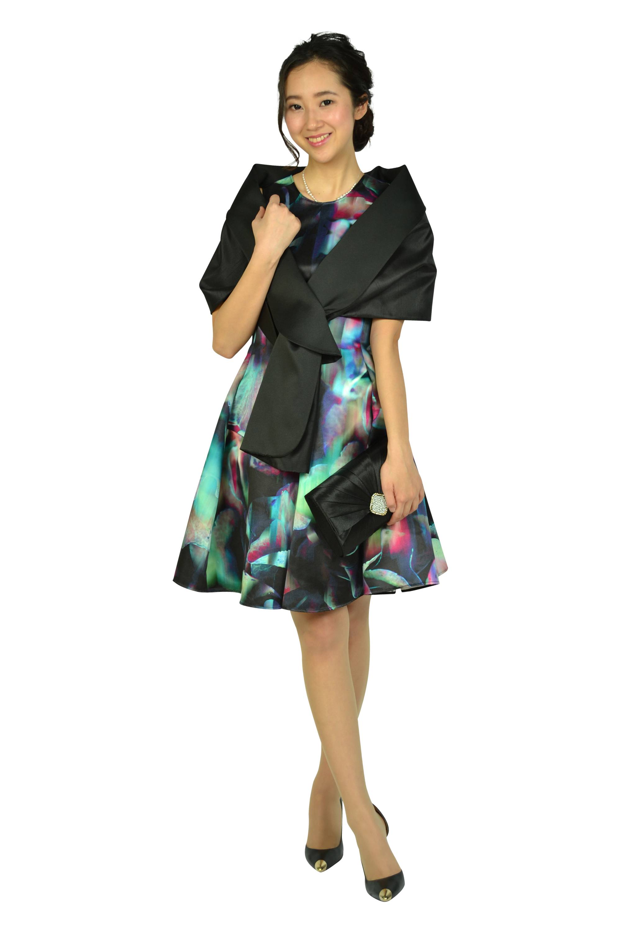 ぼかしフラワー柄マルチカラードレス