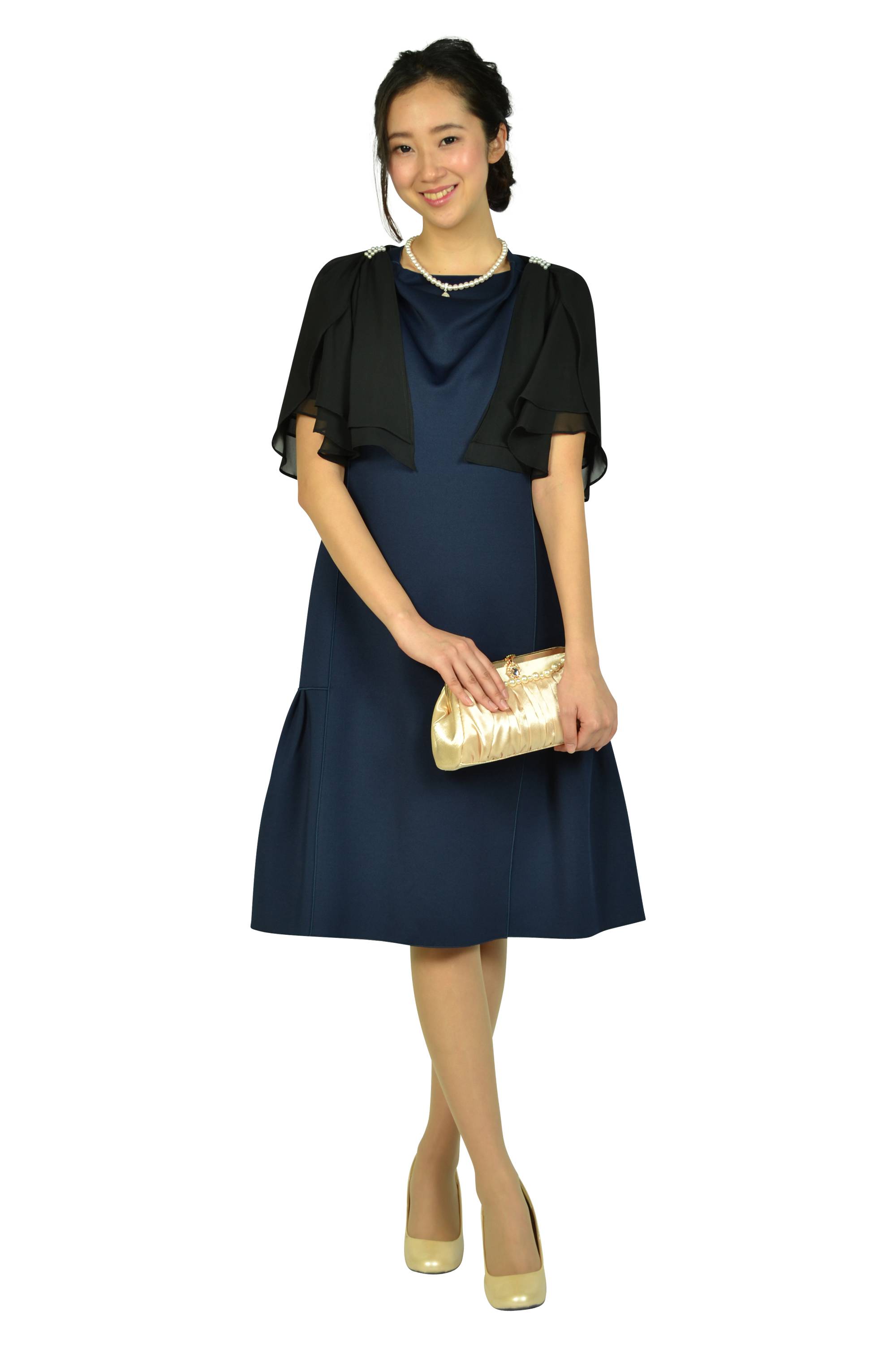 ラッフル袖パールブラックボレロ