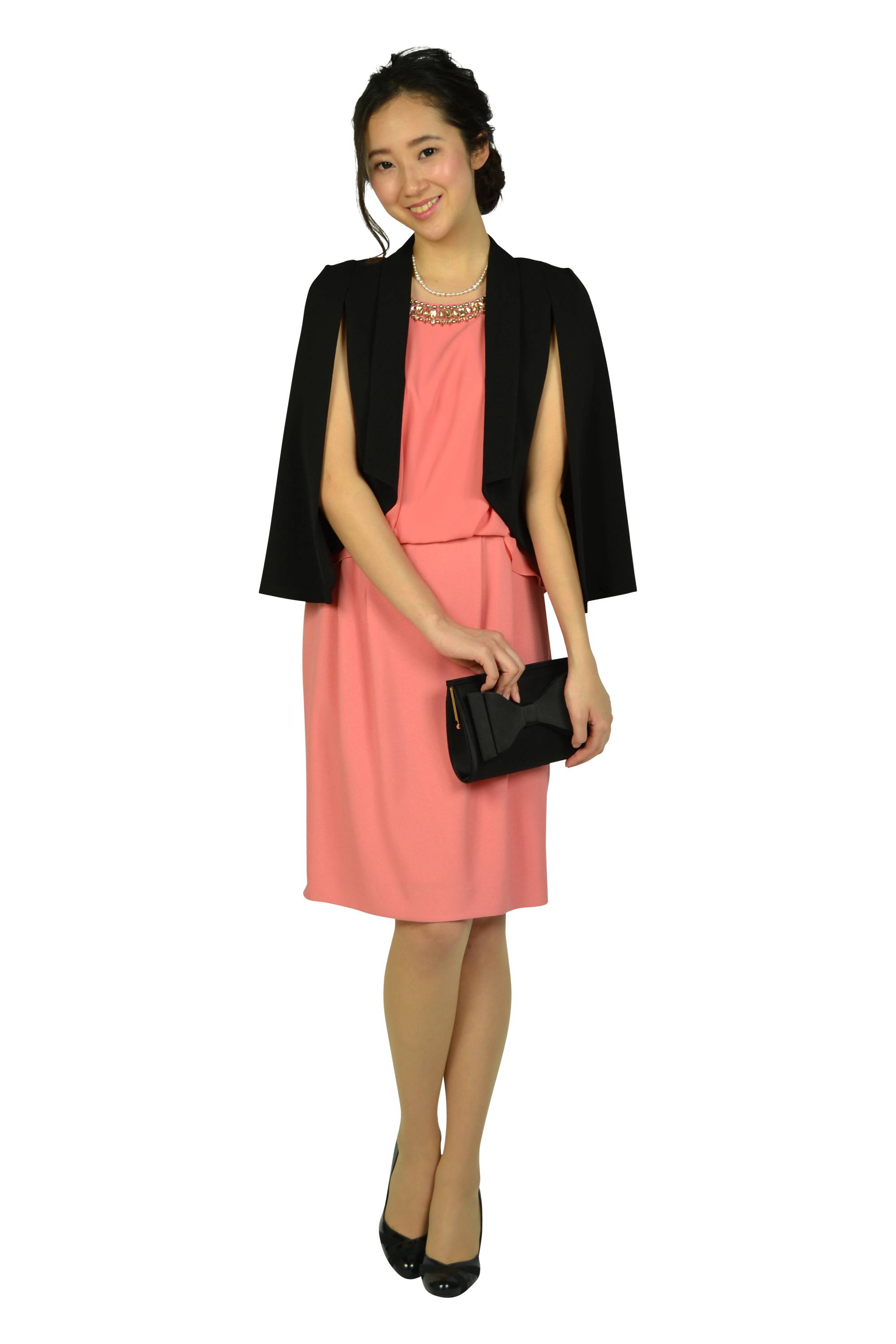 シンプルビジュコーラルオレンジドレス