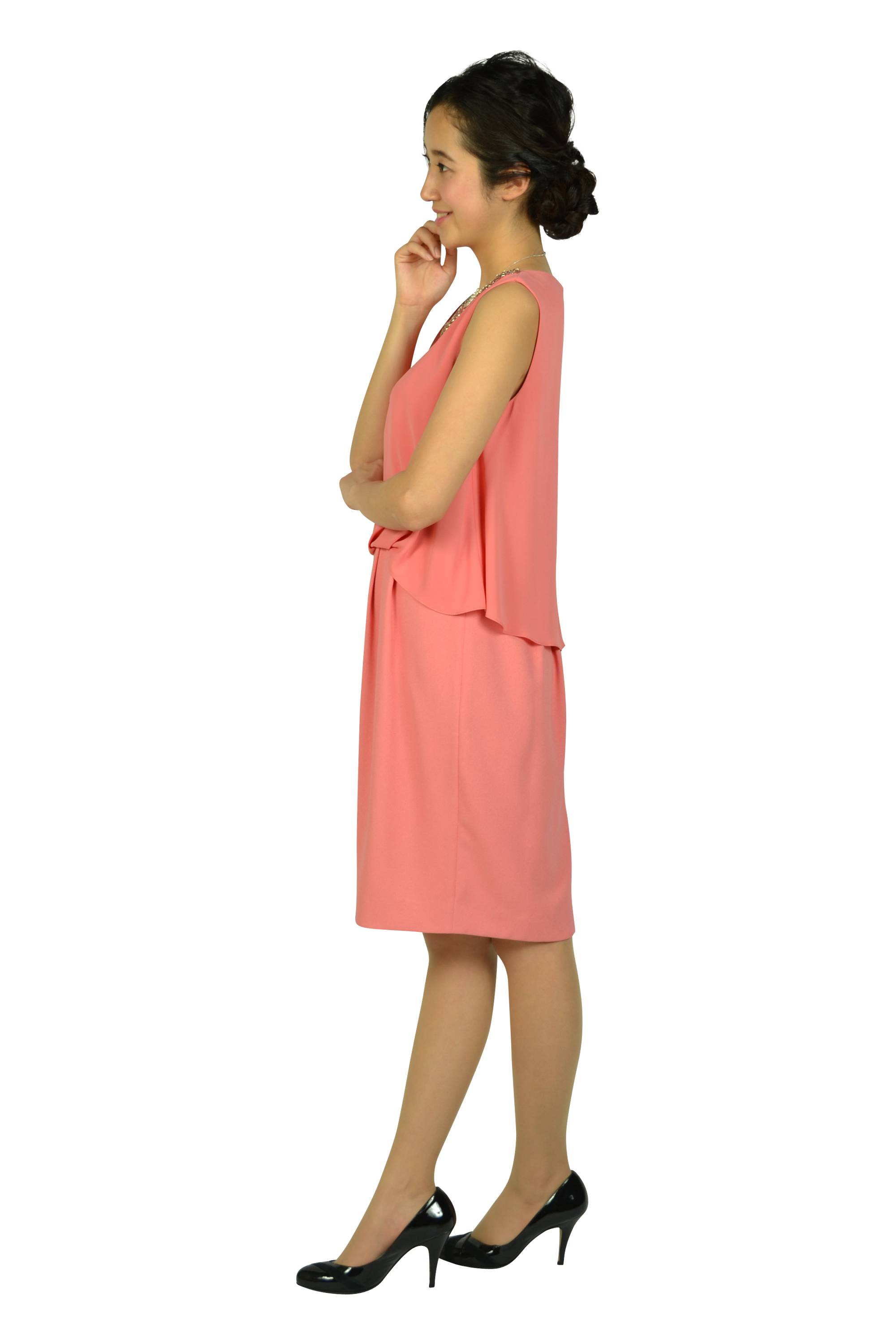 シンプルビジュコーラルオレンジドレス