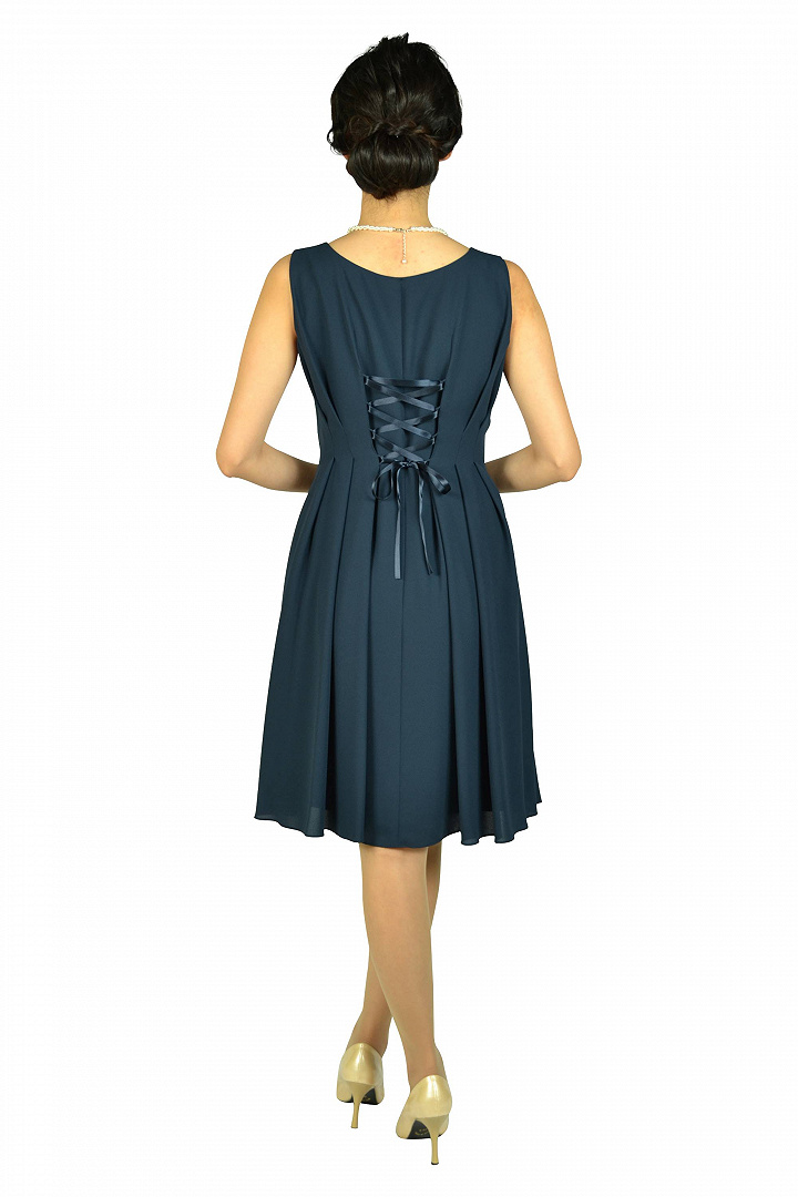 編み上げタックネイビードレス