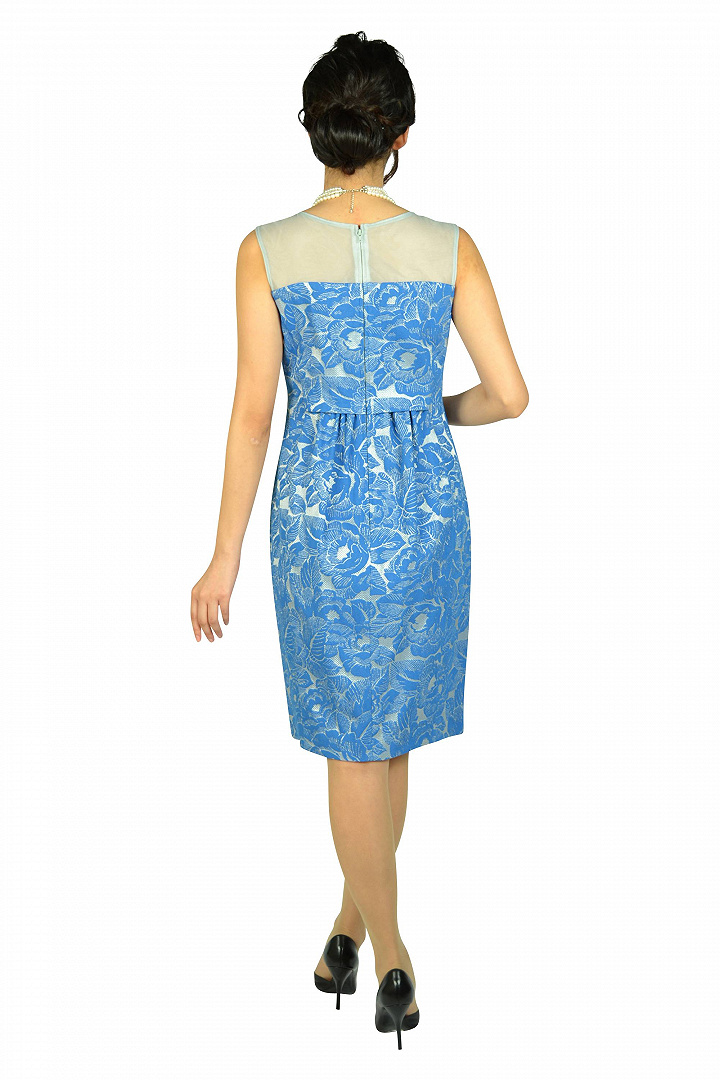 フラワー刺繍ブルードレス