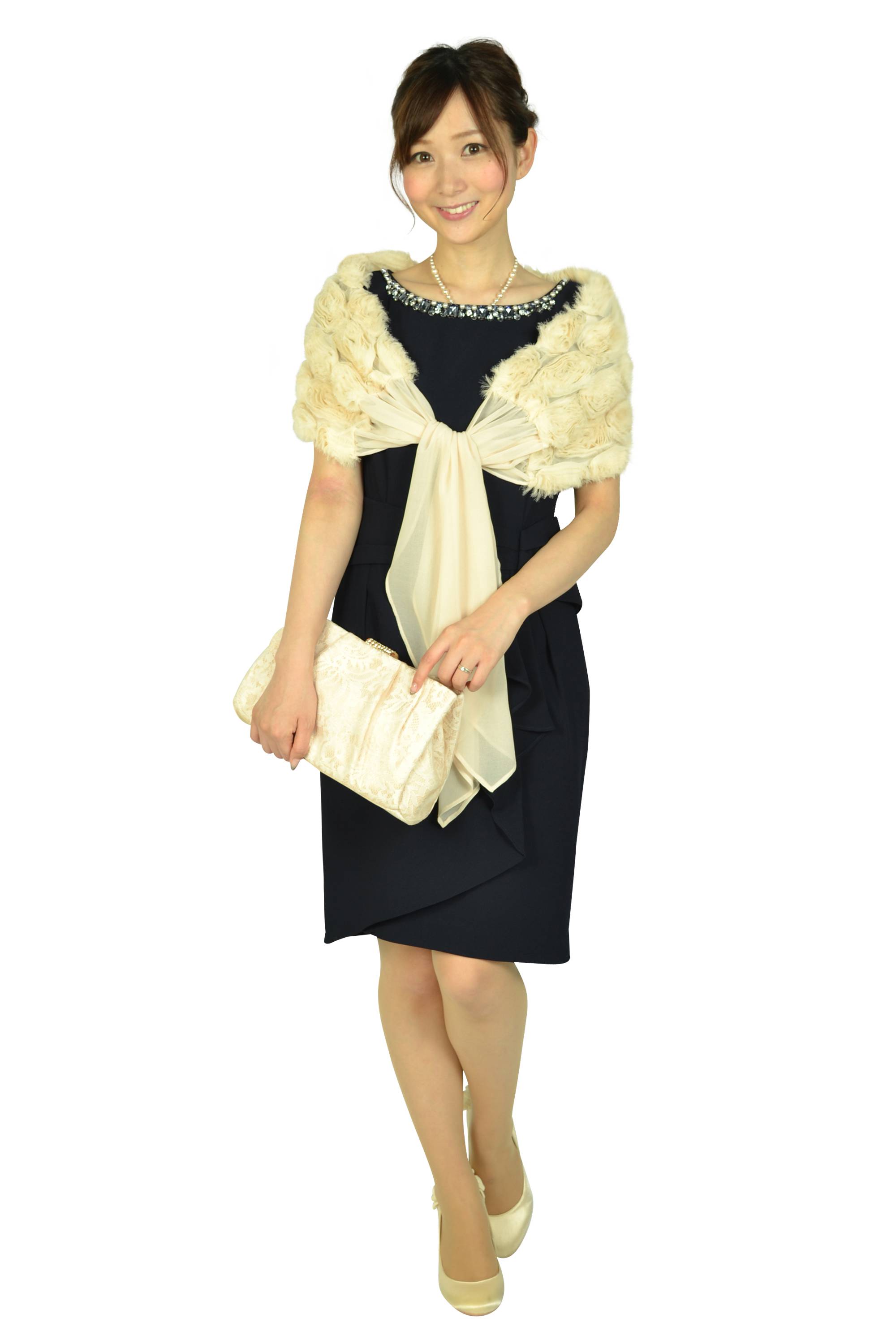 オーガンジー&レースがま口シャンパンバッグ