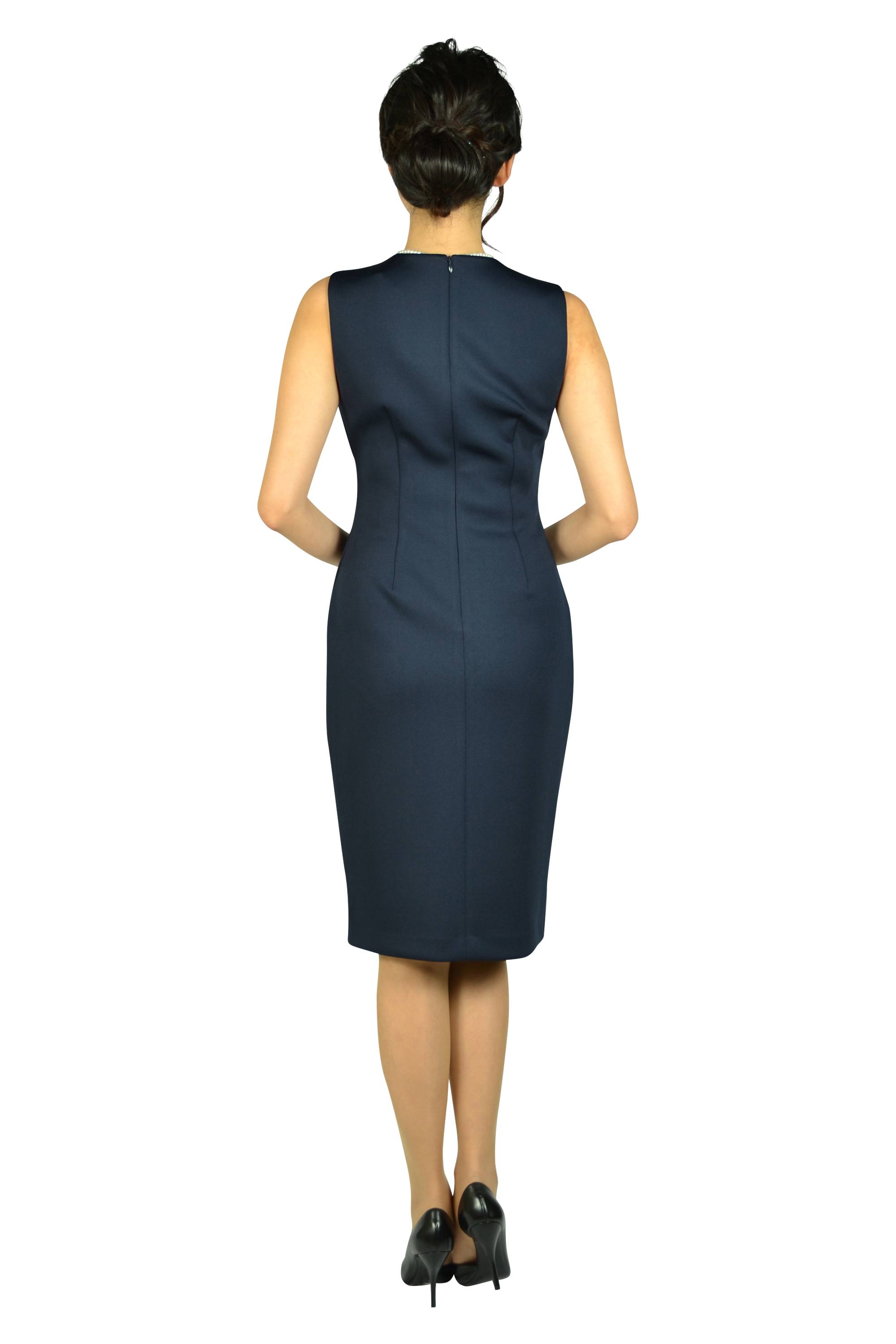 センターレースネイビードレス