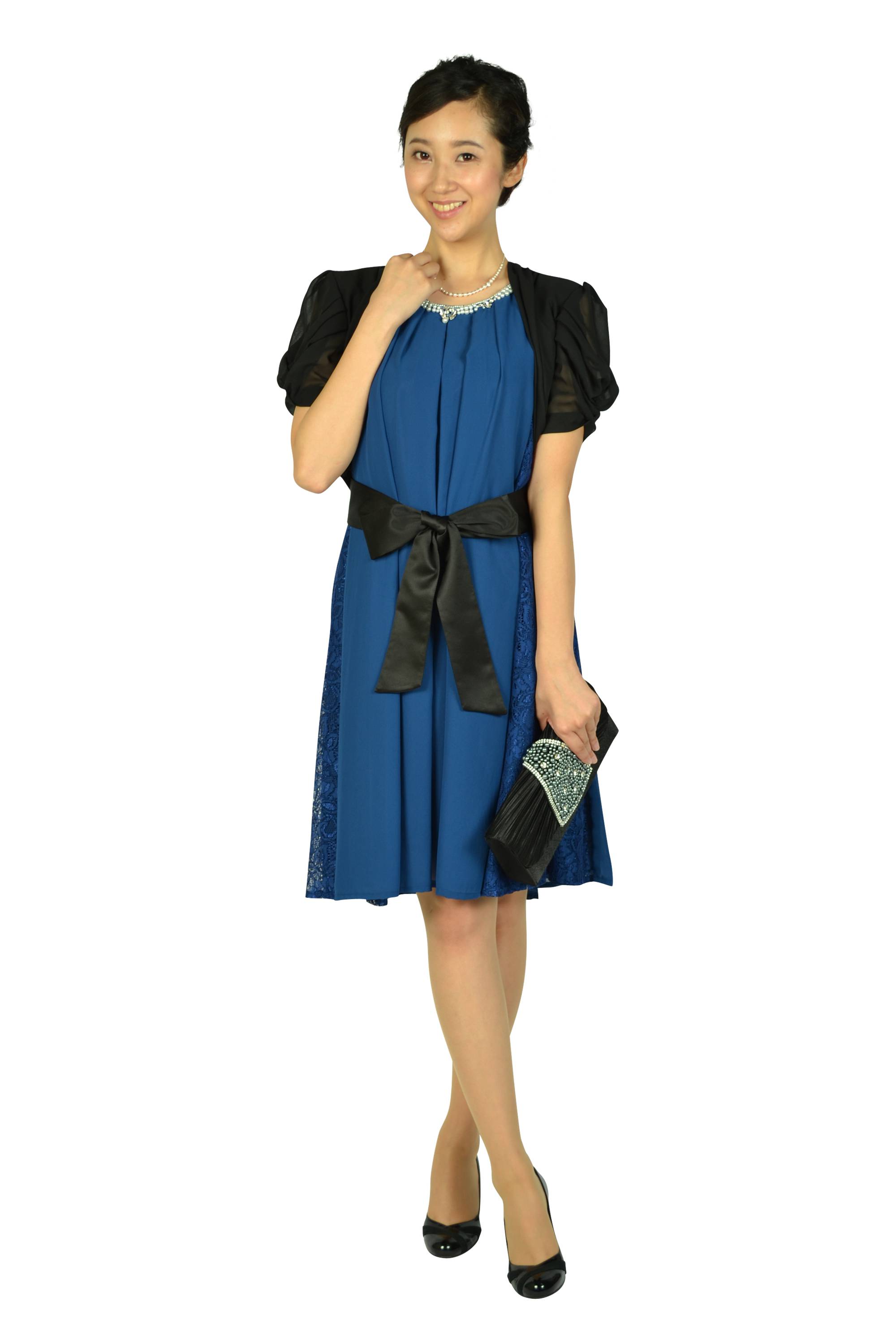 Aライン首元ビジュブルードレス