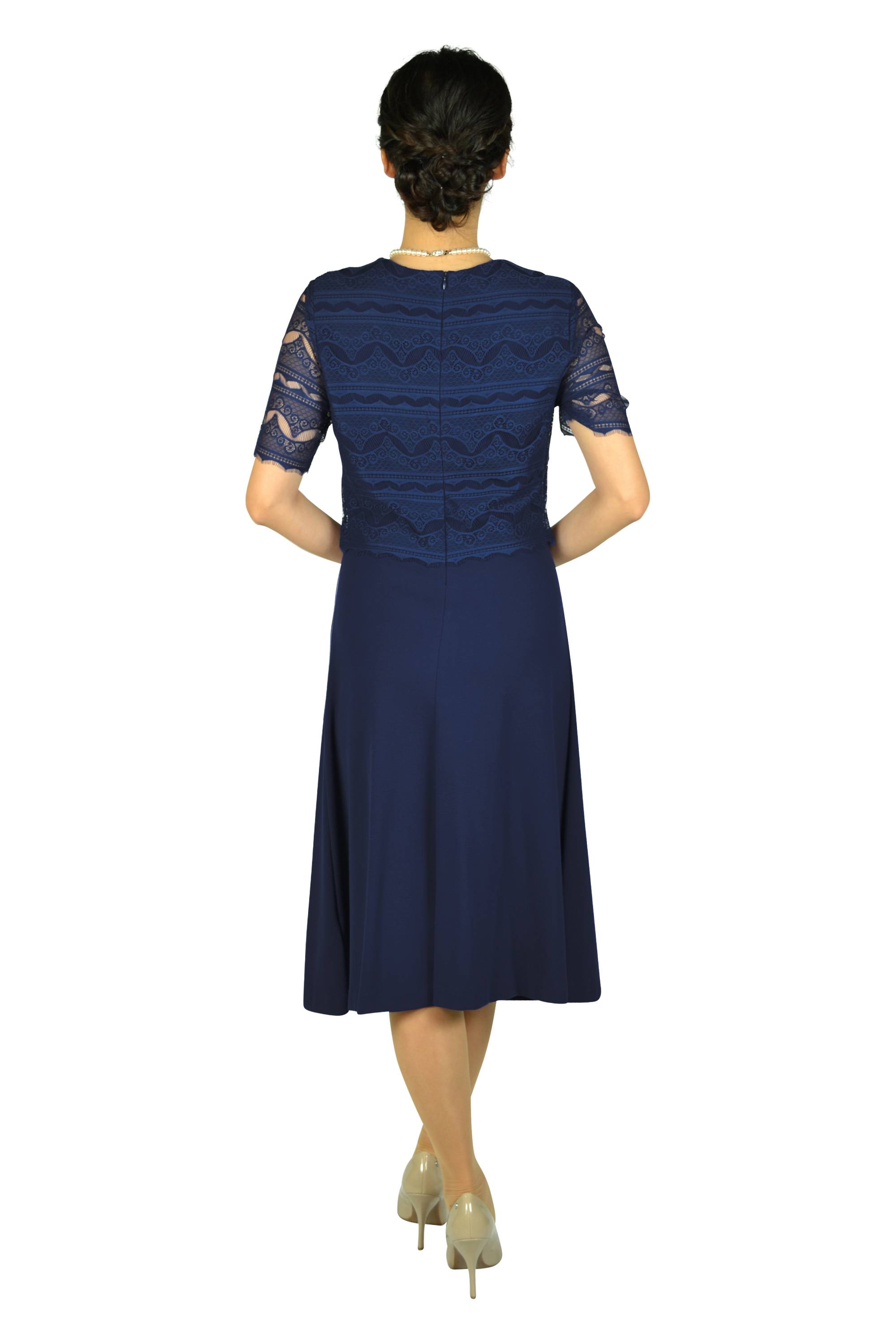 デザインレースタイトブルードレス