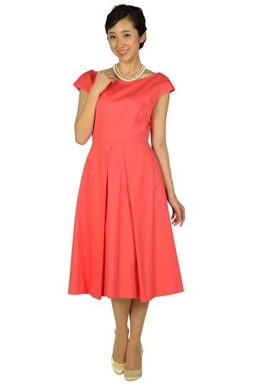 バックワイドデザインオレンジピンクドレス