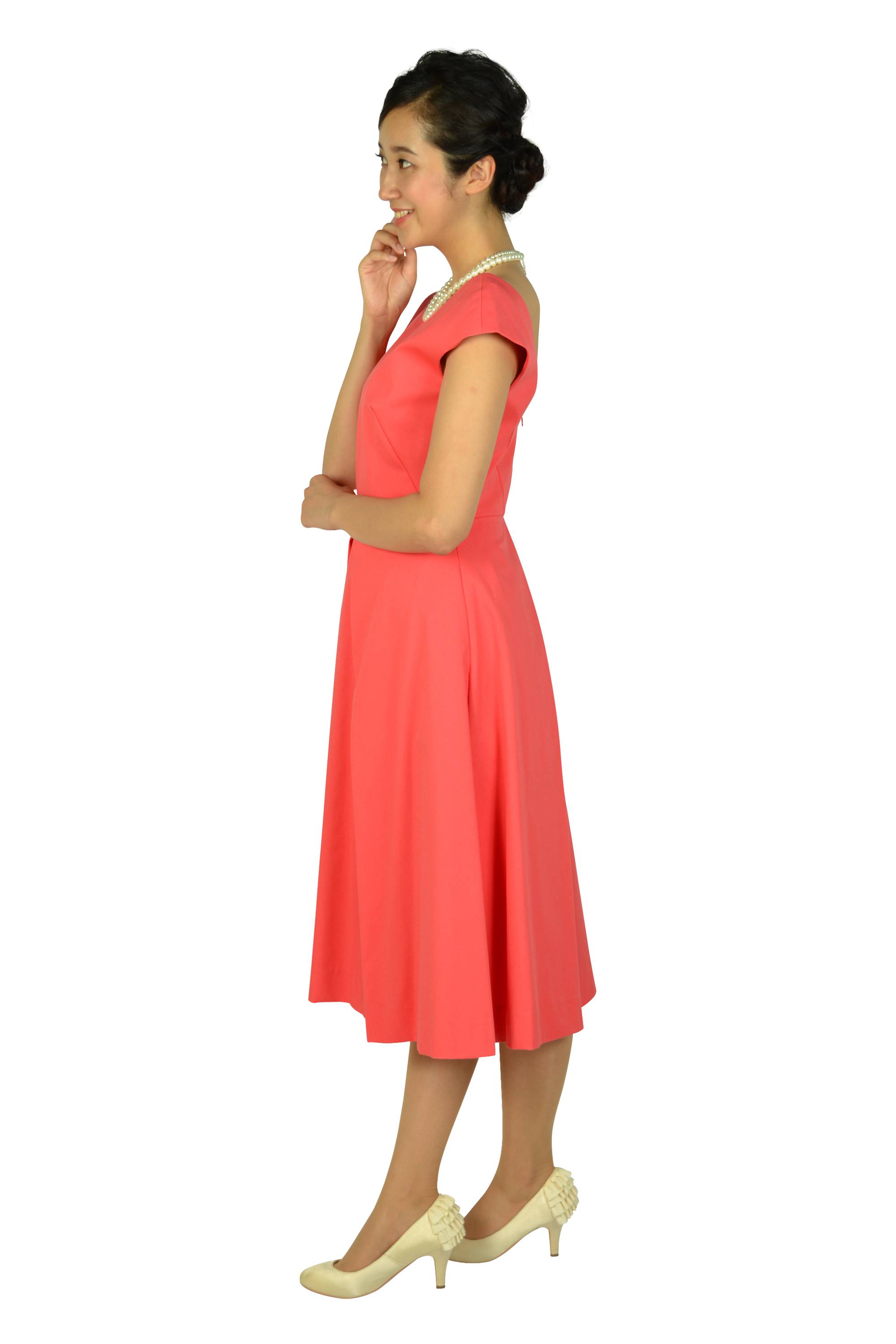 バックワイドデザインオレンジピンクドレス