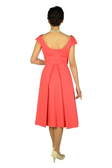 バックワイドデザインオレンジピンクドレス