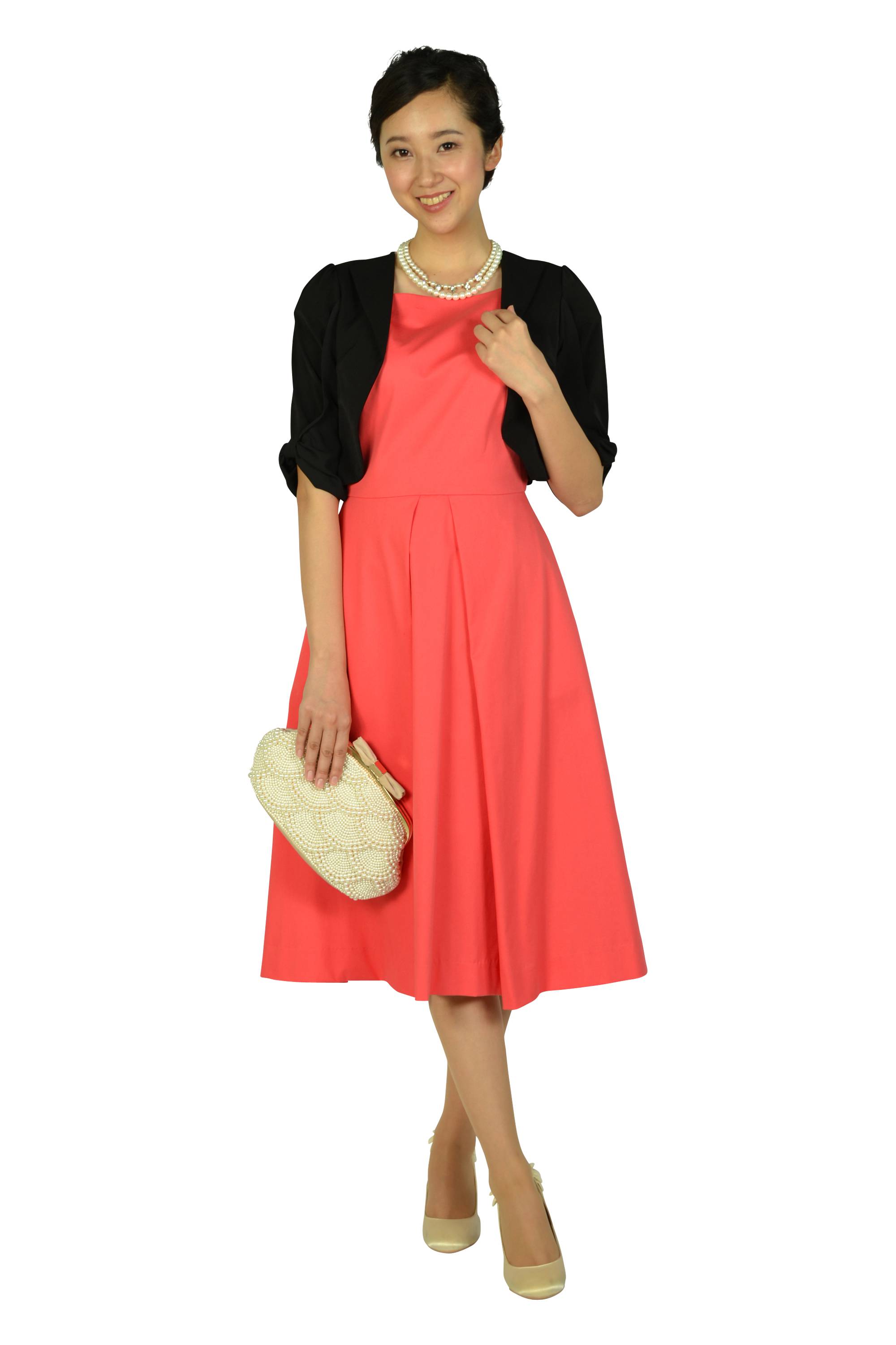 バックワイドデザインオレンジピンクドレス