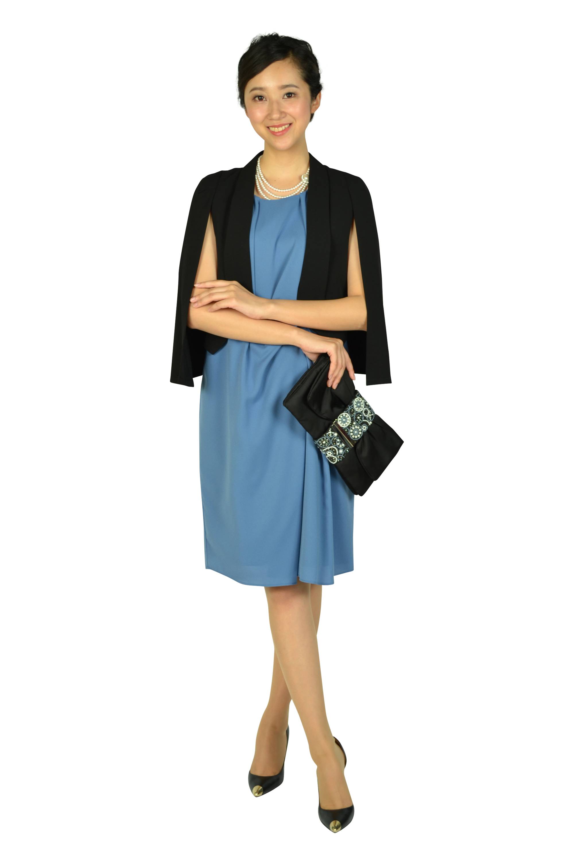 ウエストタックアッシュブルードレス