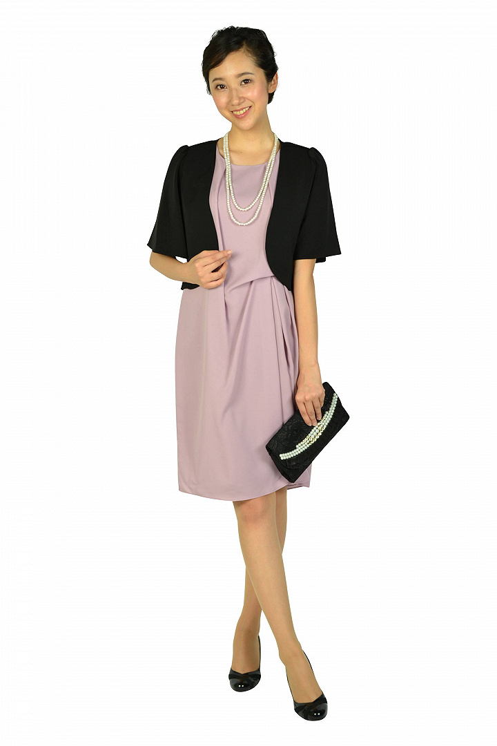 ウエストタックアッシュピンクドレス