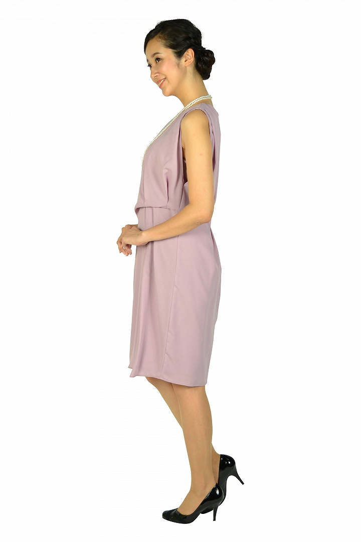 ウエストタックアッシュピンクドレス