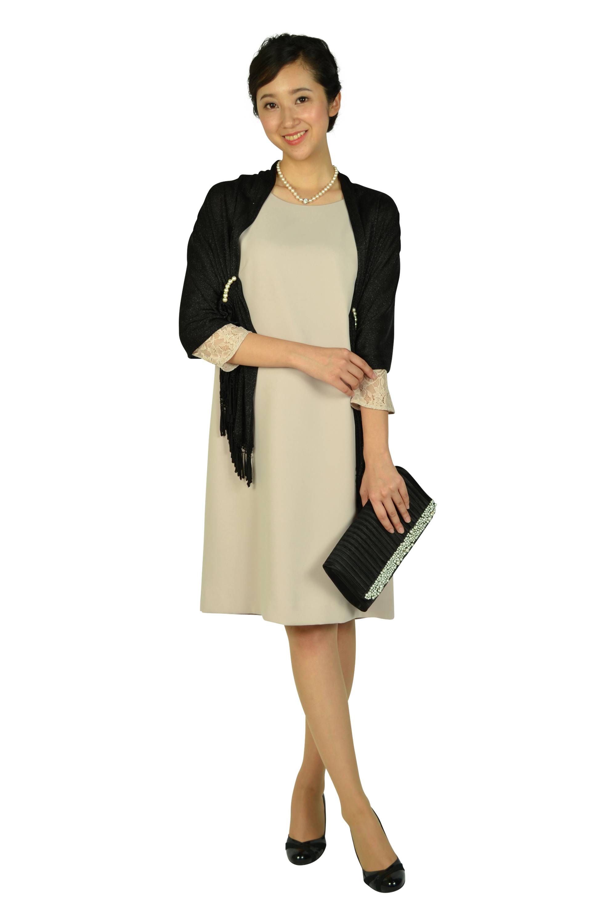 ピンクベージュパールネックレス