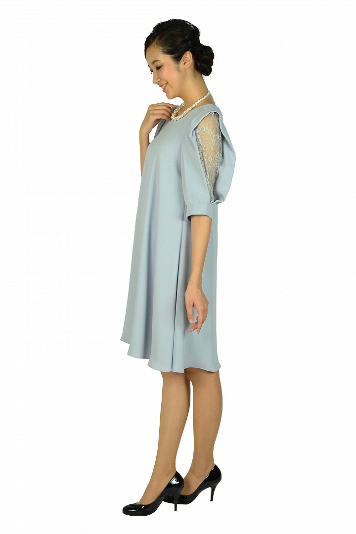 レーススリーブライトグレードレス