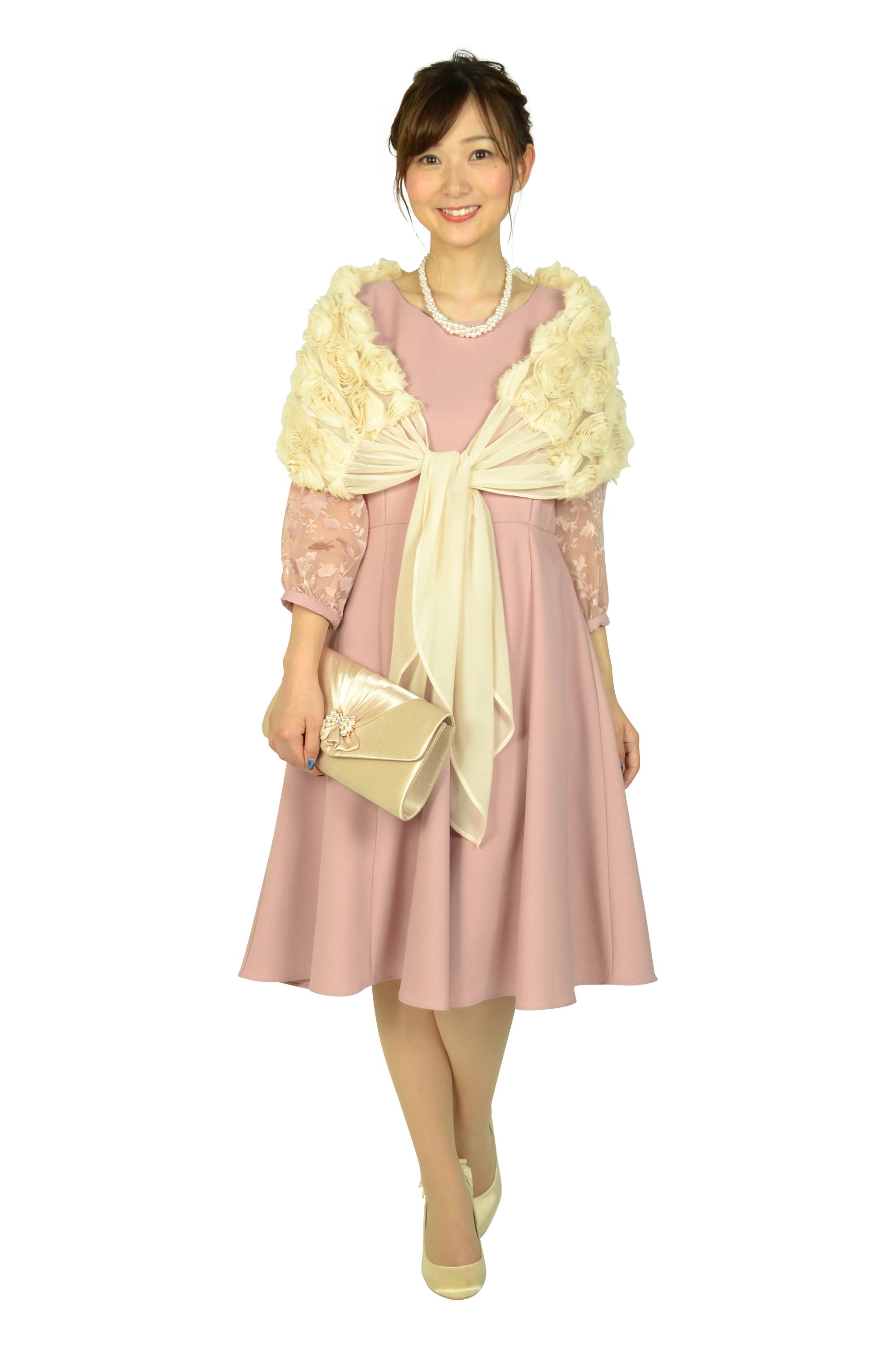 立体フラワーモチーフアイボリーショール