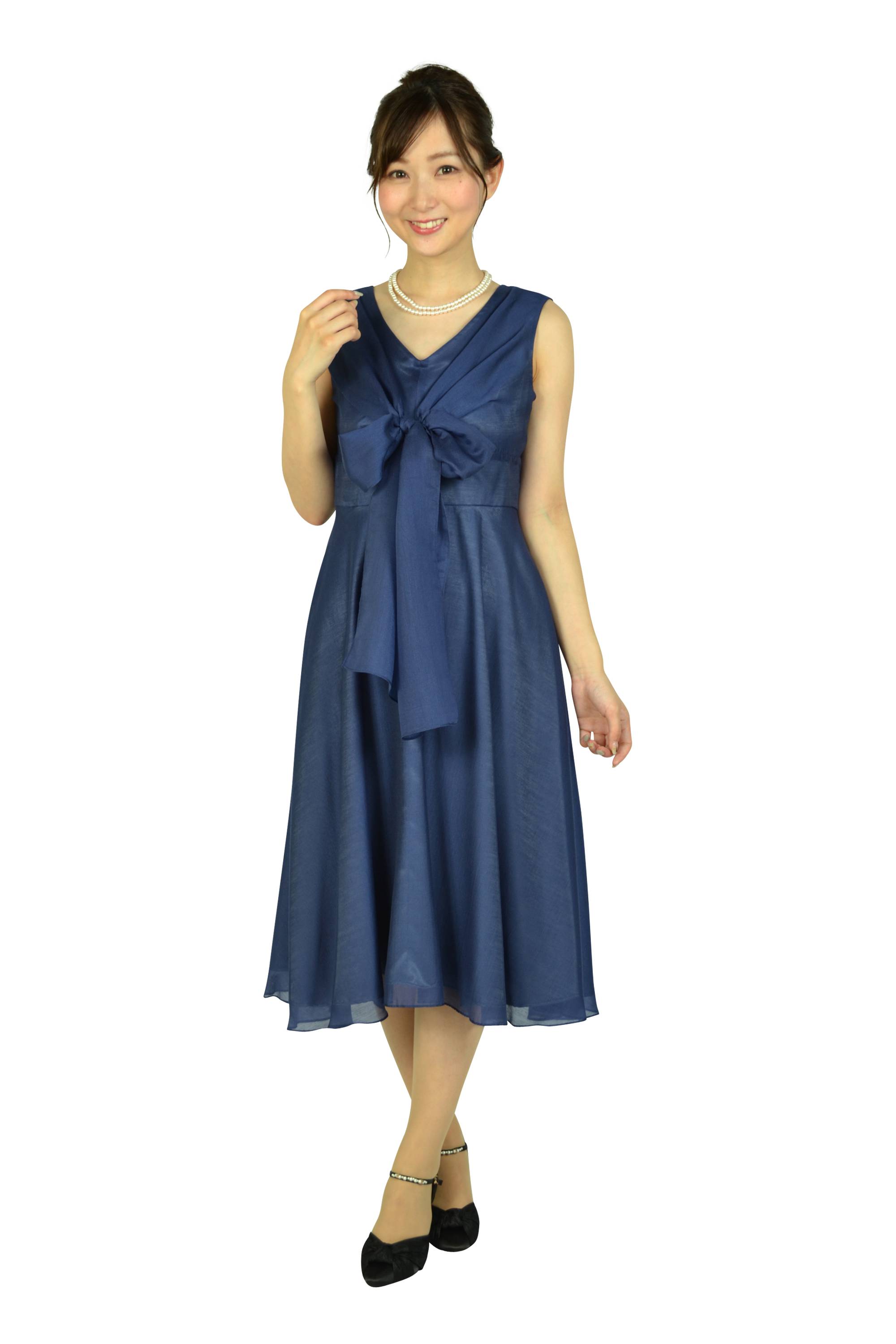 THE URBAN BLANCHE Vネック スレンダードレス リボン アーバンブランシュ】 ウエディングドレス Vネック スレンダー