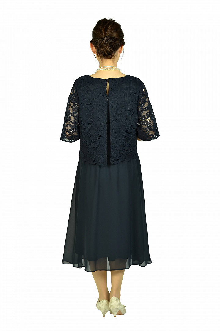 トップスレースネイビードレス