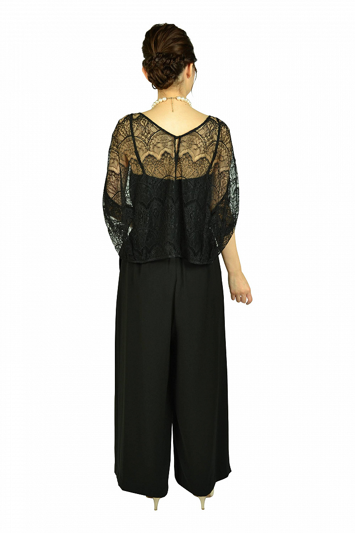 レースケープブラックオールインワンドレス