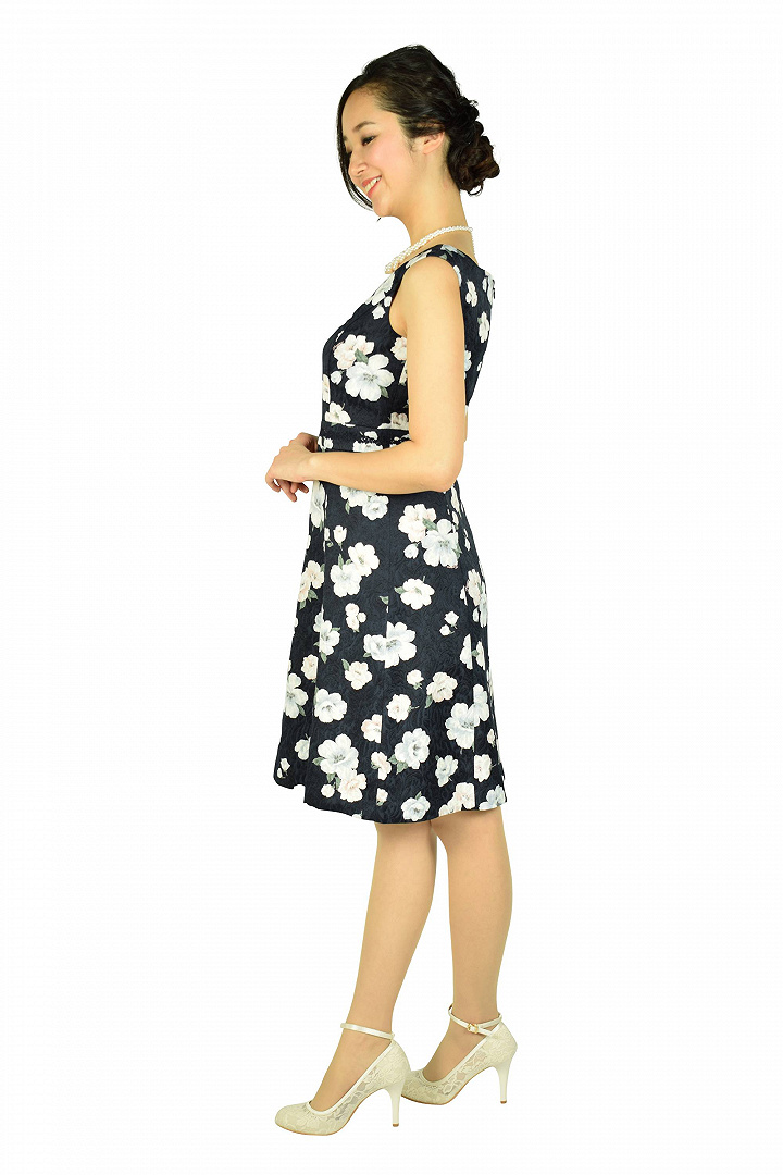 ビッグフラワーネイビードレス
