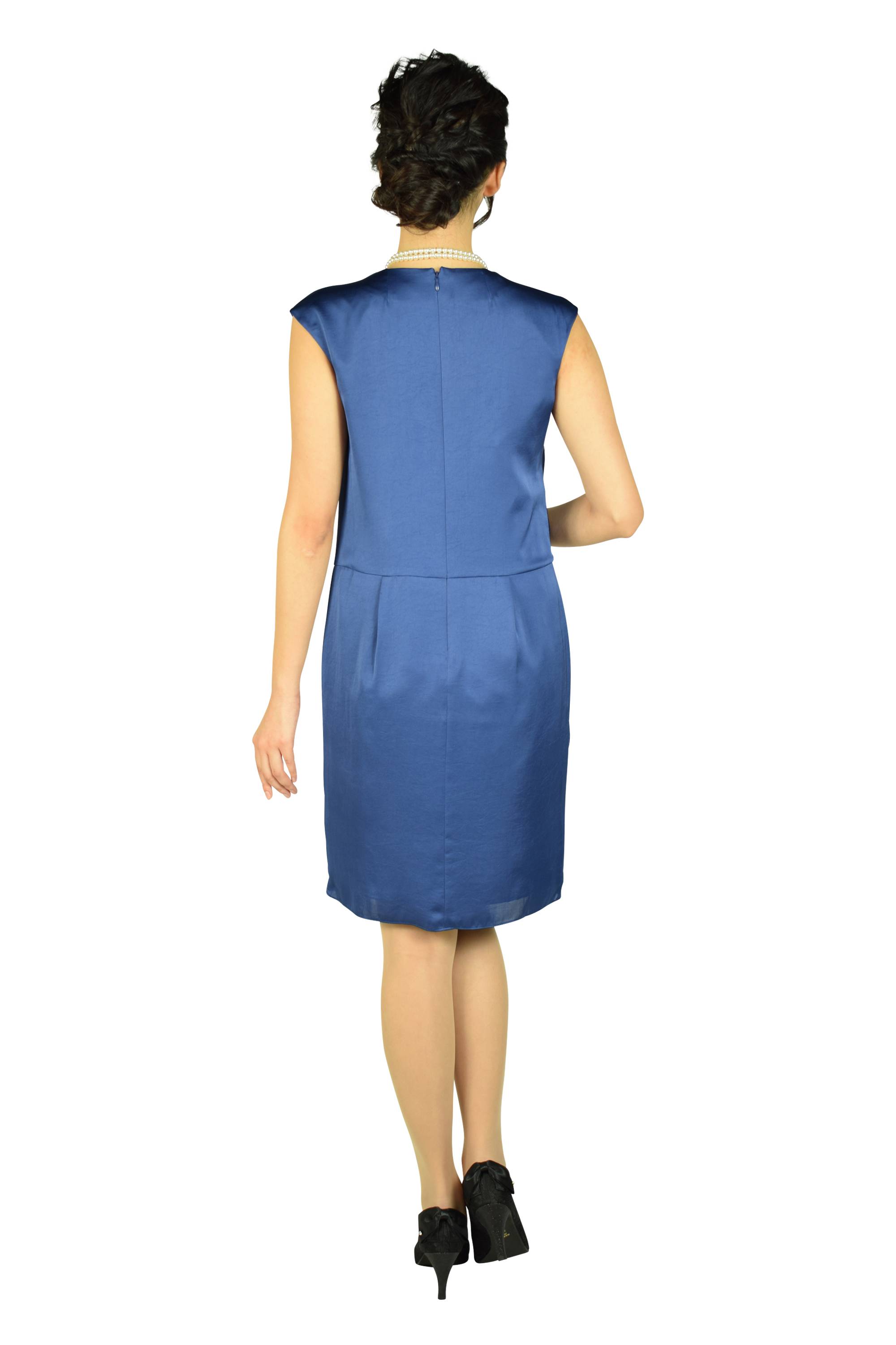 カシュクール光沢ネイビードレス