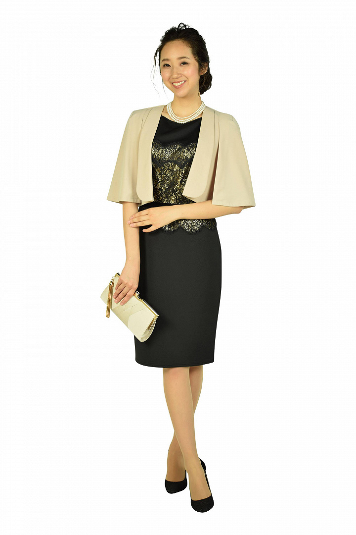 エレガントブラック×ゴールドタイトドレス