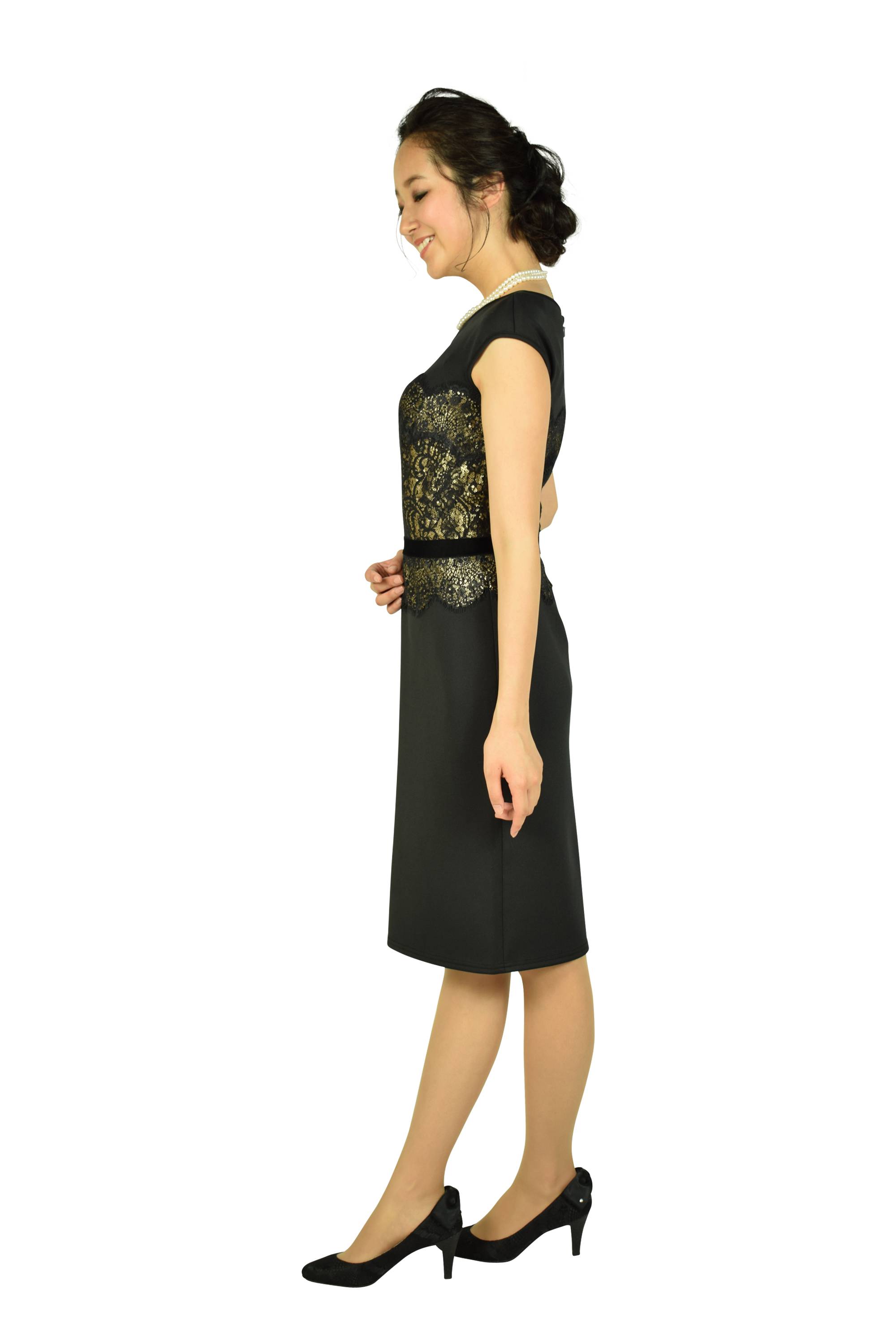 Tadashi Shoji エレガントブラック×ゴールドタイトドレス (S〜M Tadashi Shoji エレガントブラック×ゴールドタイトドレス (S〜M