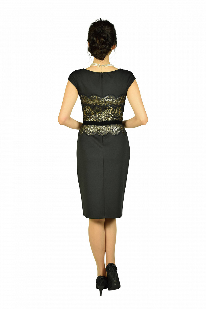 エレガントブラック×ゴールドタイトドレス