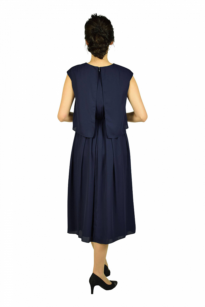 シフォンカシュクールネイビードレス